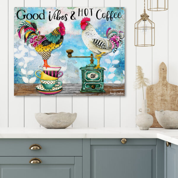 Jennifer Lambein ~ Good Vibes & Hot Coffee Gallery-Wrapped Canvas