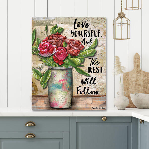 Jennifer Lambein ~ Love Yourself Florals Gallery-Wrapped Canvas - Image 2