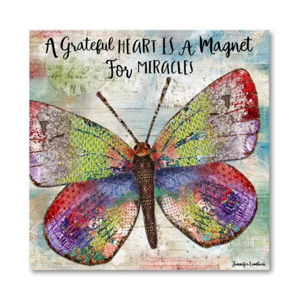 Jennifer Lambein ~ A Grateful Heart is a Magnet Butterfly Gallery-Wrapped Canvas