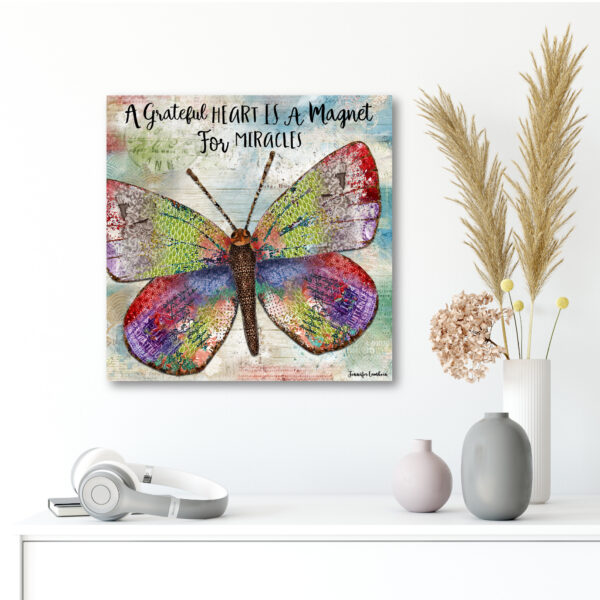 Jennifer Lambein ~ A Grateful Heart is a Magnet Butterfly Gallery-Wrapped Canvas - Image 3