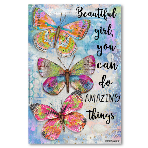 Jennifer Lambein ~ Beautiful Girl Butterfly Trio Gallery-Wrapped Canvas - Image 2