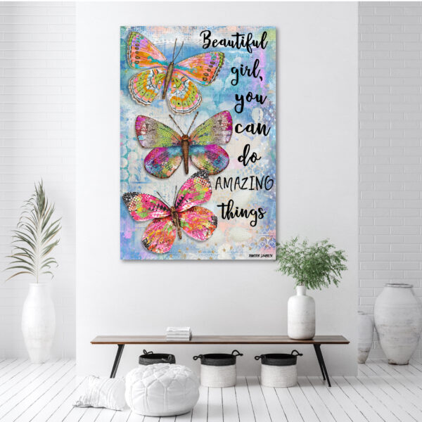 Jennifer Lambein ~ Beautiful Girl Butterfly Trio Gallery-Wrapped Canvas