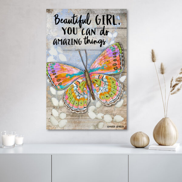 Jennifer Lambein ~ Beautiful Girl Butterfly Gallery-Wrapped Canvas - Image 3