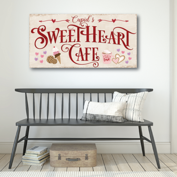 Carolina Cozy ~ Sweet Heart Cafe Red Gallery-Wrapped Canvas