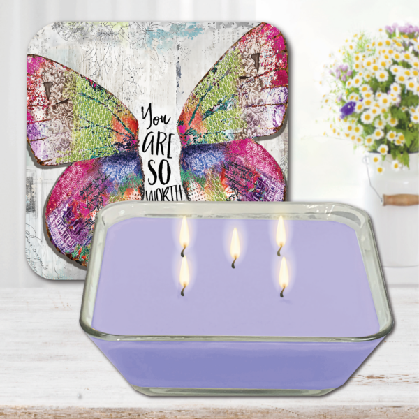 Jennifer Lambein 🌸 You Are So Worth It ~ Vanilla Strawberry 20oz Soy Wax Candle & Artboard Lid Set - Image 3