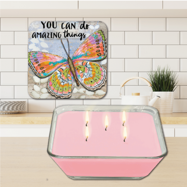 Jennifer Lambein 🌸 Do Amazing Things ~ Strawberry Rose 20oz Soy Wax Candle & Artboard Lid Set