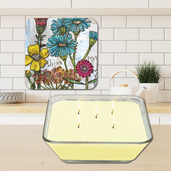 Jennifer Lambein 🌸 Wildflower Fields ~ Lemon Verbena 20oz Soy Wax Candle & Artboard Lid Set