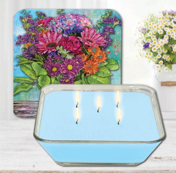 Jennifer Lambein 🌸 Bursting Bouquet ~ Jasmine Dew 20oz Soy Wax Candle & Artboard Lid Set - Image 3