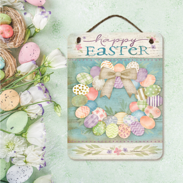 Carolina Cozy Pick 🐝🌺~Happy Easter ~ Egg Wreath 12x16" Artboard with Twine Rope - Image 2