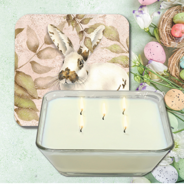 Carolina Cozy Pick 🐝🌺~Blushing Bunny ~ Lemon Verbena 20oz Soy Wax Candle & Artboard Lid Set - Image 4