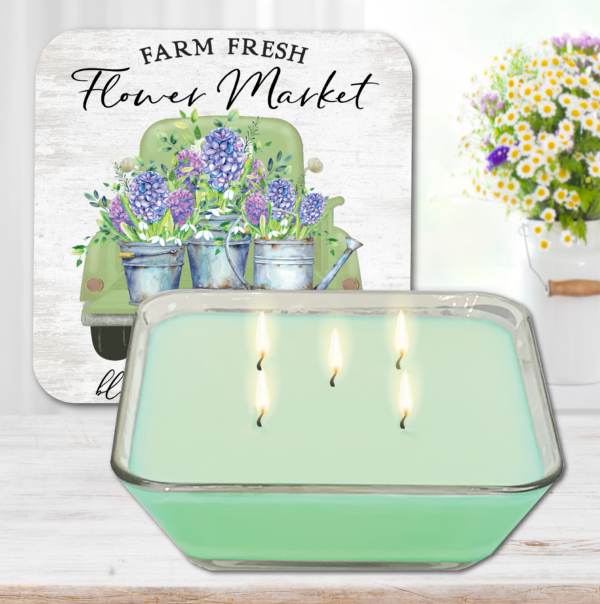 Carolina Cozy Pick 🐝🌺~Farm Fresh Flower Market Delivery ~ Citrus Burst 20oz Soy Wax Candle & Artboard Lid Set - Image 3