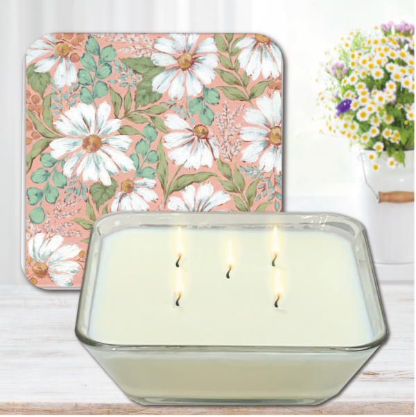 Carolina Cozy Pick 🐝🌺~Daisies ~ Vanilla Rose Bliss 20oz Soy Wax Candle & Artboard Lid Set - Image 4