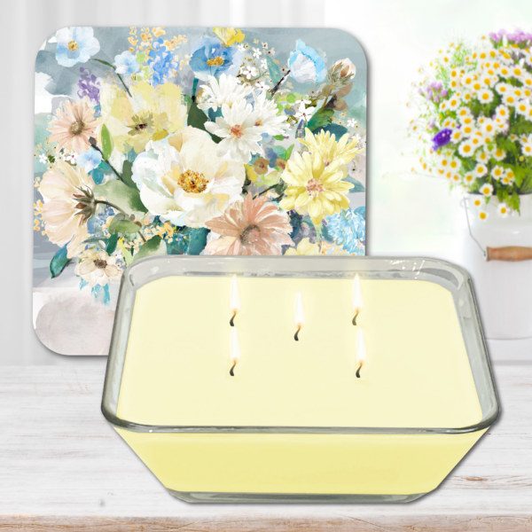 Carolina Cozy Pick 🐝🌺~A Floral Bunch ~ Lemon Sorbet 20oz Soy Wax Candle & Artboard Lid Set - Image 4