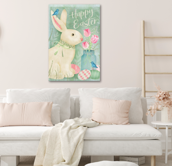 Carolina Cozy Pick 🐝🌺 ~  Happy Easter Bunny Blooms Gallery-Wrapped Canvas - Image 4