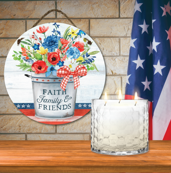 13.5oz Citronella Soy Wax Candle & 12" Faith, Family & Friends Artboard Patio Set - Image 3