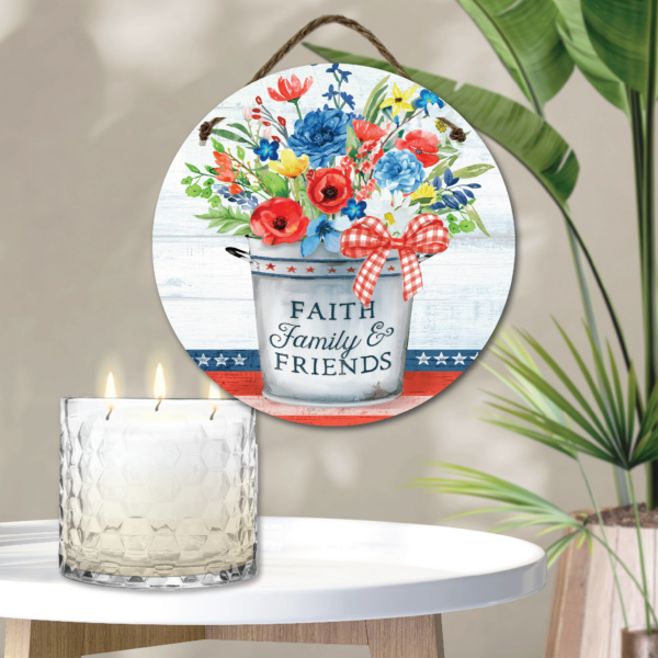 13.5oz Citronella Soy Wax Candle & 12" Faith, Family & Friends Artboard Patio Set - Image 2