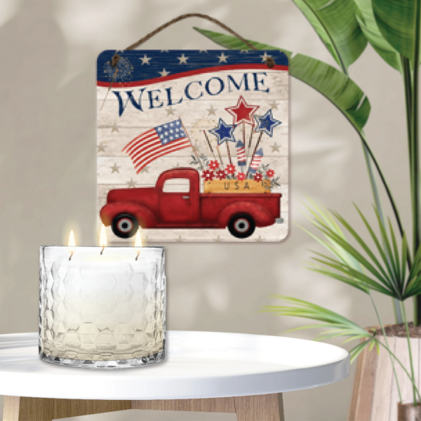 13.5oz Citronella Soy Wax Candle & 12" Happy Summer Red Truck Artboard Patio Set - Image 2