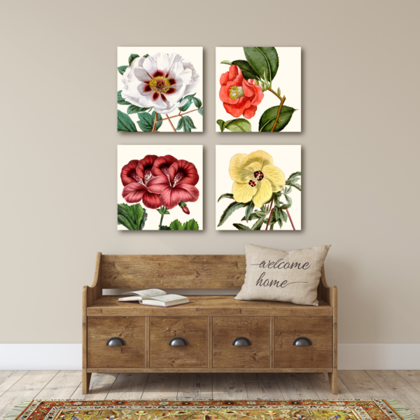Botanical Kitchen Bliss ~ 4 Piece 12"Gallery-Wrapped Canvas Set