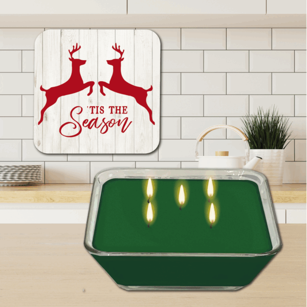 Tis' the Season ~ Evergreen 20oz Soy Wax Candle & Artboard Lid Set