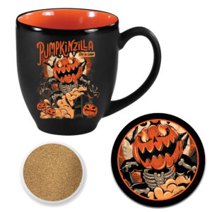 Pumpkin Spice Invasion Pumpkinzilla Ceramic 16oz Artisan Mug & 4" Coaster Set