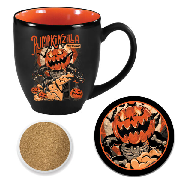 Pumpkin Spice Invasion Pumpkinzilla Ceramic 16oz Artisan Mug & 4" Coaster Set