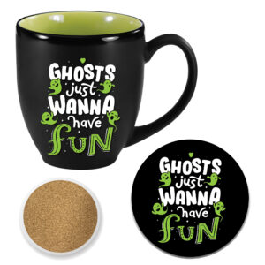 Ghosts Just Wanna Have Fun Ceramic 16oz Artisan Mug & 4" Coaster Set