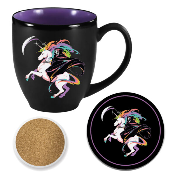 Unicorn & Reaper Ceramic 16oz Artisan Ceramic Mug & 4" Coaster Set