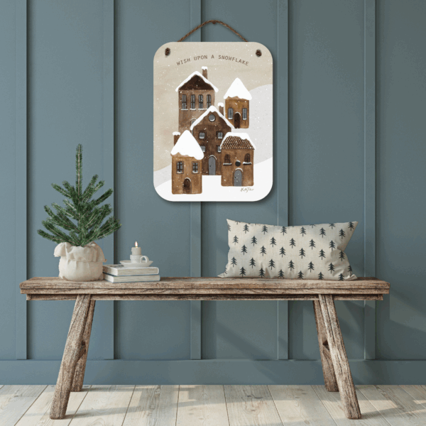 Wish Upon a Snowflake 12x16" Wooden Wall Art with Twine