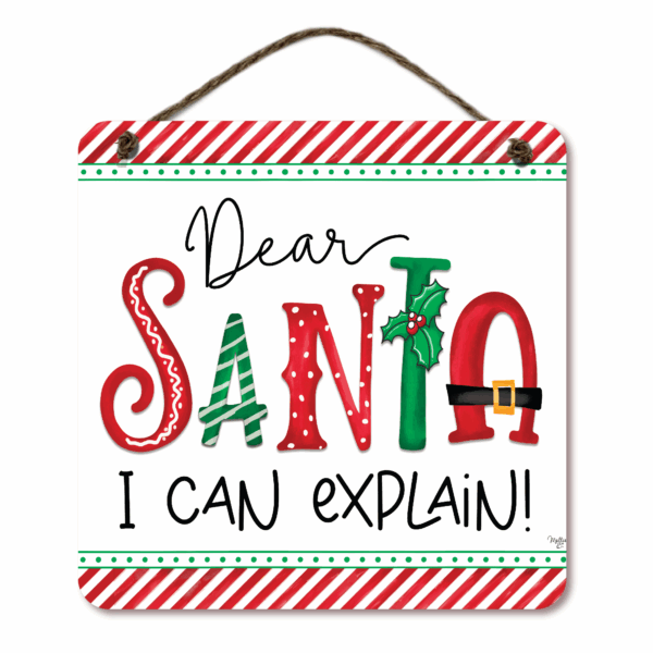 Dear Santa 15x15" Wooden Wall Art with Twine - Image 2