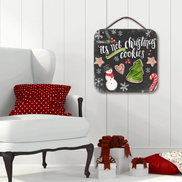 Its Not Christmas Without Cookies 15x15" Wooden Wall Art with Twine - Image 2
