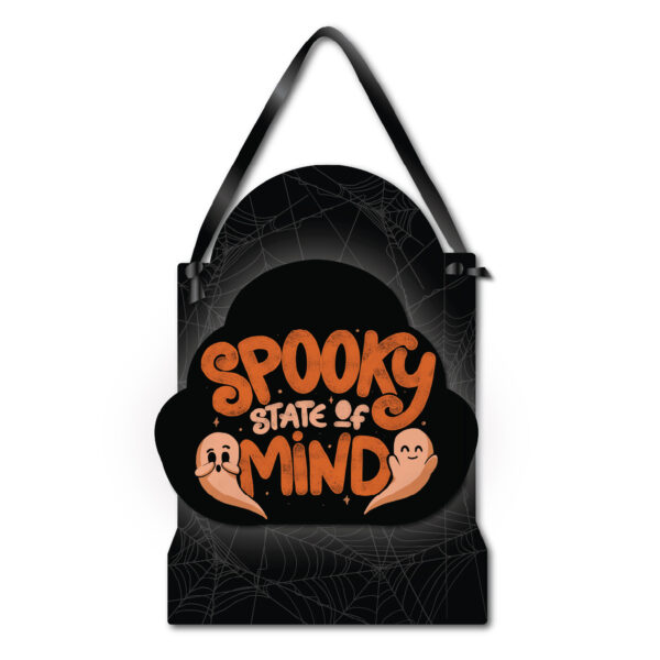 Spooooooky State Of Mind ~ 12x16" Wooden ArtBoard Wall Decor with Black Velvet Ribbon - Image 2