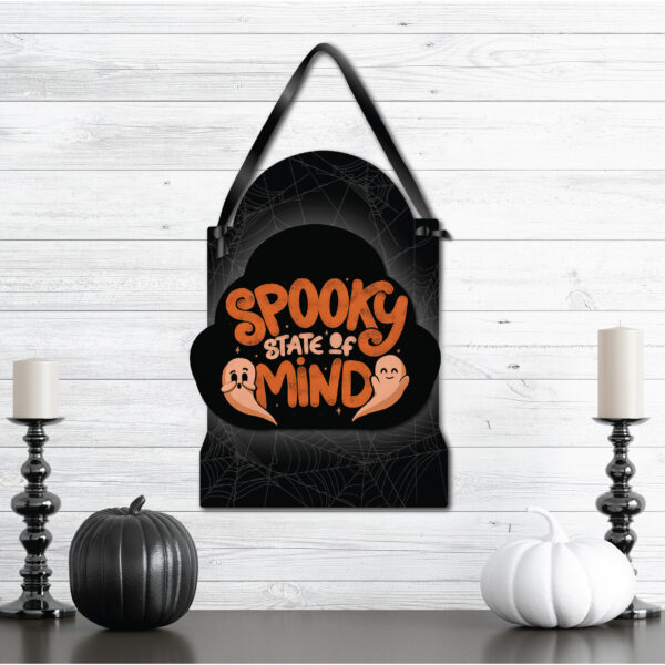 Spooooooky State Of Mind ~ 12x16" Wooden ArtBoard Wall Decor with Black Velvet Ribbon - Image 3