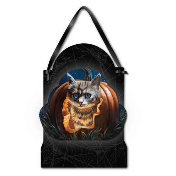 The Great Pumpkin Escape ~ 12x16" Wooden ArtBoard Wall Decor with Black Velvet Ribbon