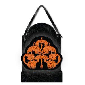 Pumpkin Cats 12x16 Hanging ArtBoard with Black Ribbon