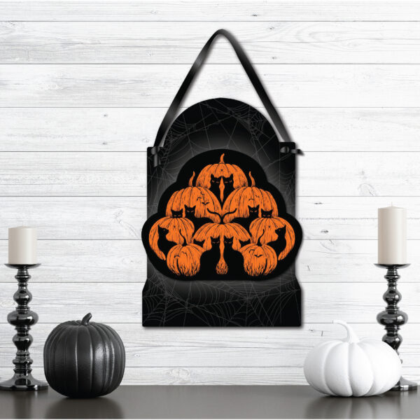 Pumpkin Cats 12x16 Hanging ArtBoard with Black Ribbon - Image 2