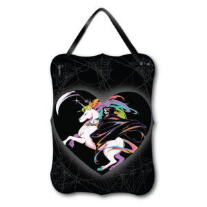 Death Unicorn 12x16 Hanging ArtBoard with Black Ribbon
