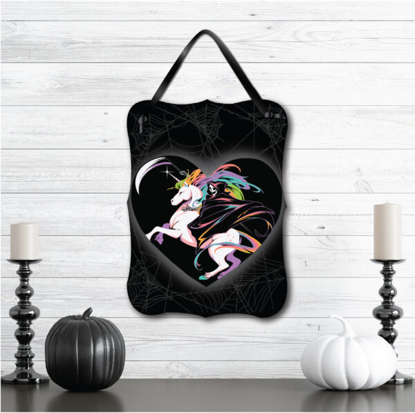 Death Unicorn 12x16 Hanging ArtBoard with Black Ribbon - Image 2