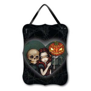 Out Trick Or Treating Hanging ArtBoard with Black Ribbon