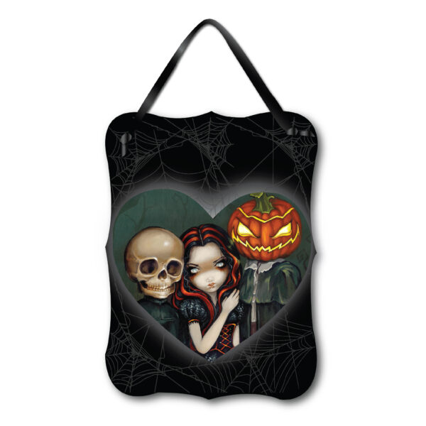 Out Trick Or Treating Hanging ArtBoard with Black Ribbon