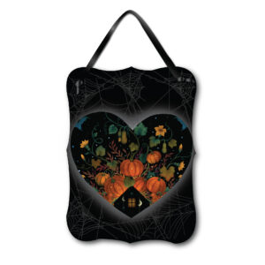 Pumpkin Rooftop 12x16 Hanging ArtBoard with Black Ribbon