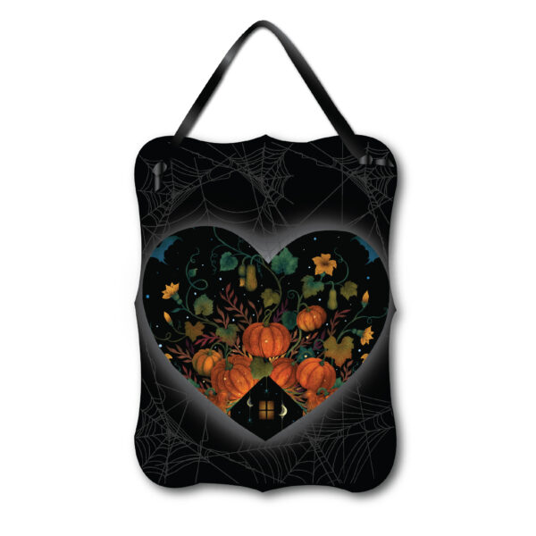 Pumpkin Rooftop 12x16 Hanging ArtBoard with Black Ribbon