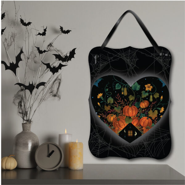 Pumpkin Rooftop 12x16 Hanging ArtBoard with Black Ribbon - Image 2