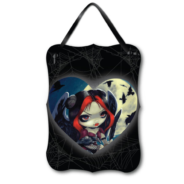 Once Upon A Midnight Hanging ArtBoard with Black Ribbon