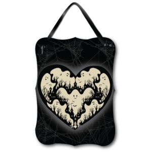 Ghostly Amour  ~ 12x16" Wooden ArtBoard Wall Decor with Black Velvet Ribbon