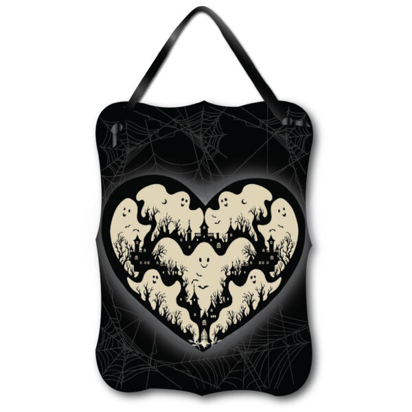 Ghostly Amour  ~ 12x16" Wooden ArtBoard Wall Decor with Black Velvet Ribbon