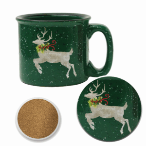 Reindeer Prance 15oz Cozy Mug & 4" Ceramic Coaster Set