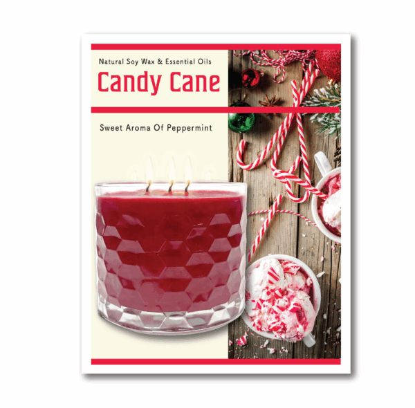 Hot Cocoa & Peppermint 12″ Framed Artboard & 3-Wick 13.5oz Candy Cane Soy Wax Candle Set - Image 6