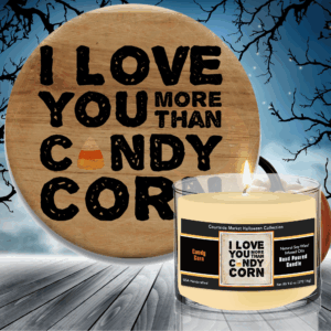 I Love You More Than Candy Corn ~ 9.6oz Candy Corn Fragrant Soy Wax Candle & 8" Wooden Artboard Wall Decor