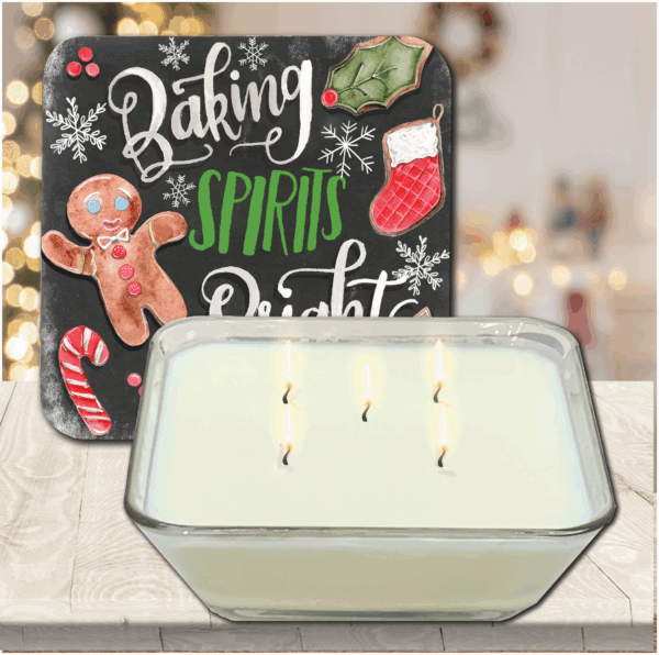 Baking Spirits Bright ~ Sugar Cookies 20oz Soy Wax Candle & Artboard Lid Set - Image 4
