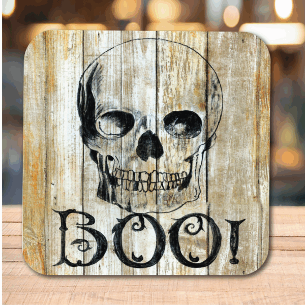 Haunting Boo! Skull ~ Monster Mint Chocolate 5 Wick, 20oz Soy Wax Candle & Artboard Lid Set - Image 2